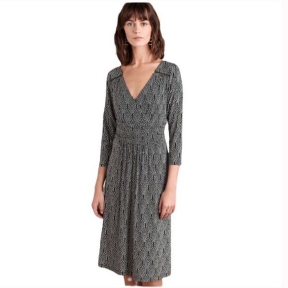 Anthro Maeve galena print 3/4 sleeve midi dress small - Picture 2 of 8